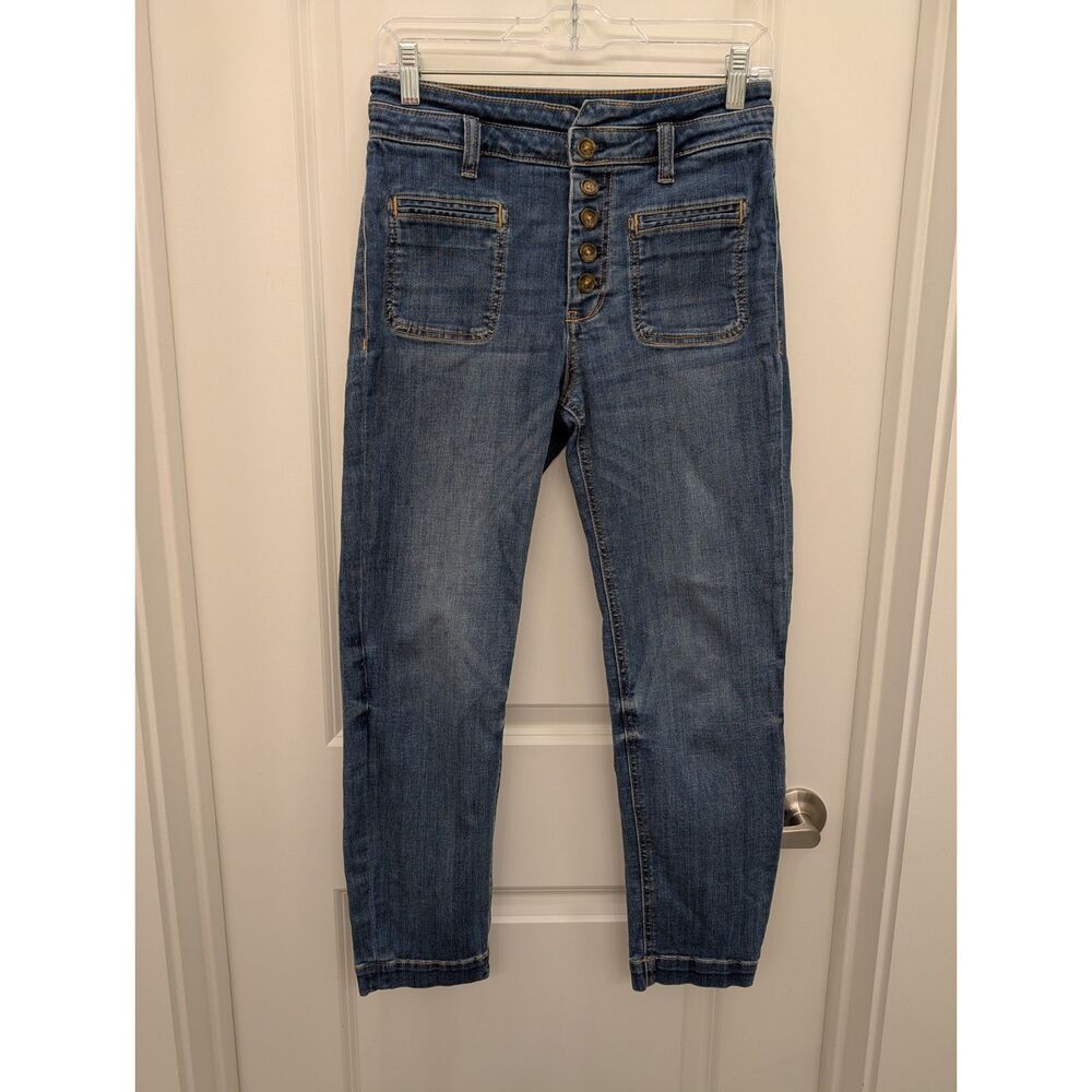 Anthropologie Pilcro and the Letterpress High-Rise Slim Jeans Button Fly Size 27